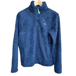 Patagonia Los Gatos 1/4 Zip Fuzzy Navy Sweater Size XXL (16/18)